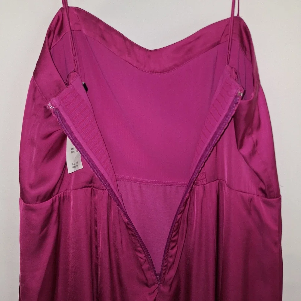 NWT Abercrombie & Fitch Camille High Slit Magenta Satin Maxi Dress RSP $140 L